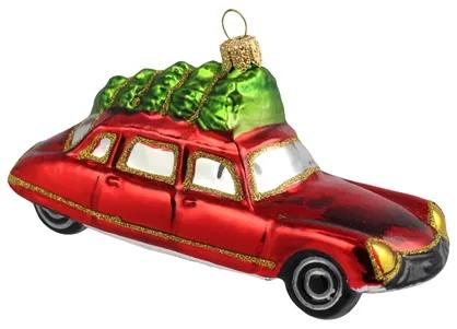 Vianočná dekorácia limuzína červená