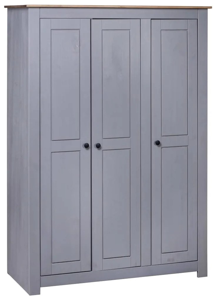 vidaXL 3-dverový šatník sivý 118x50x171,5 cm borovicové drevo Panama Range