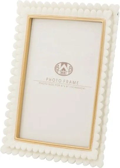 Krémovo-biely fotorámik v živicovom ráme Mauro Ferretti Glam, 20 × 25,3 cm