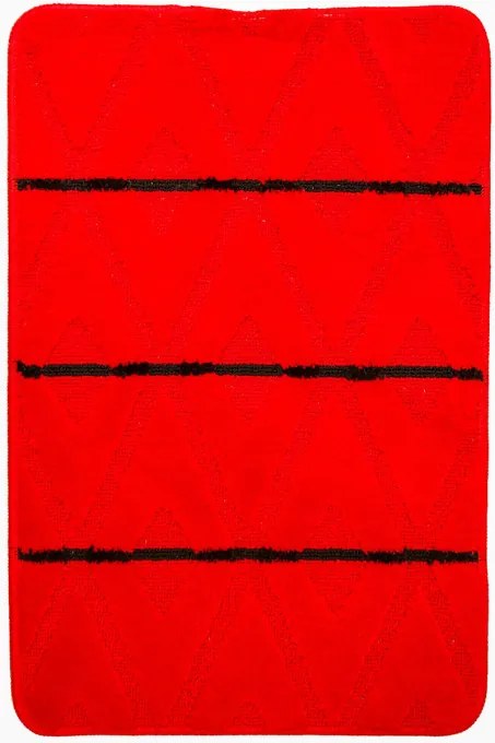 Sada kúpeľňových koberčekov PALMA červená / čierna, kosoštvorce