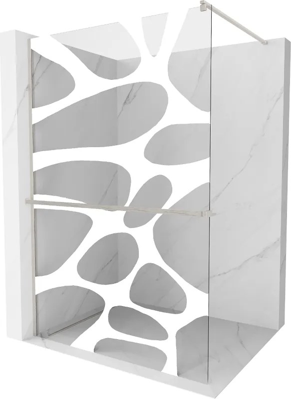 Mexen Kioto+, sprchová zástena Walk-In s poličkou a vešiakom 100 x 200 cm, 8mm číre sklo biely vzor, brúsená oceľ profil, 800-100-121-97-97