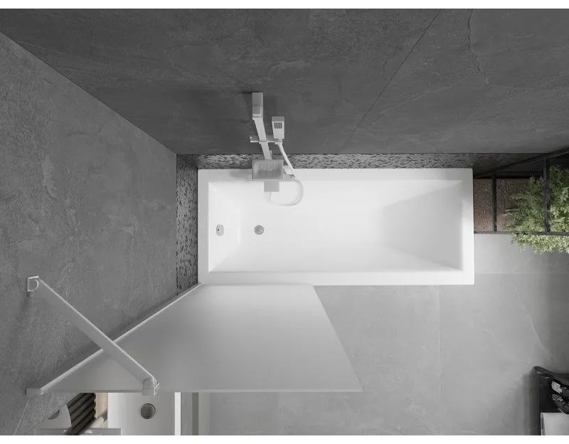 Mexen Next, vaňová zástena 1-krídlová 70 x 150 cm, fixné krídlo, 6 mm námraza sklo, biely profil, 895-070-000-00-30-20