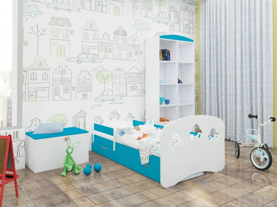 Raj posteli DETSKÁ POSTEĽ HAPPY DESIGN SO ZÁSUVKOU L10 200/90 - TRI AUTÁ