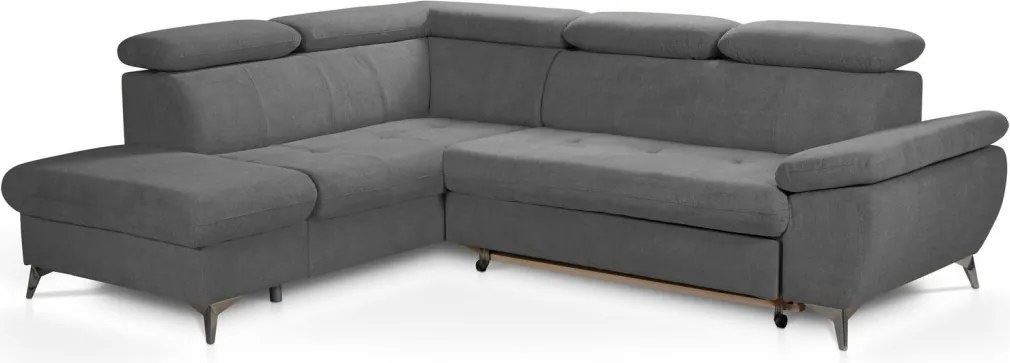 Rohová sedacia súprava Gisele, stredne šedá látka, ľavý roh