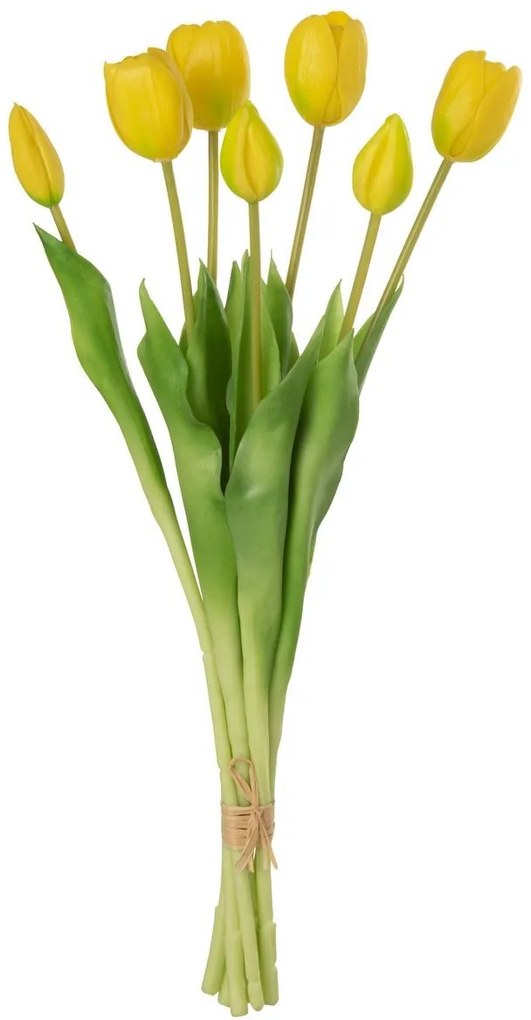 Kytica 7ks žltých realistických tulipánov - 45cm