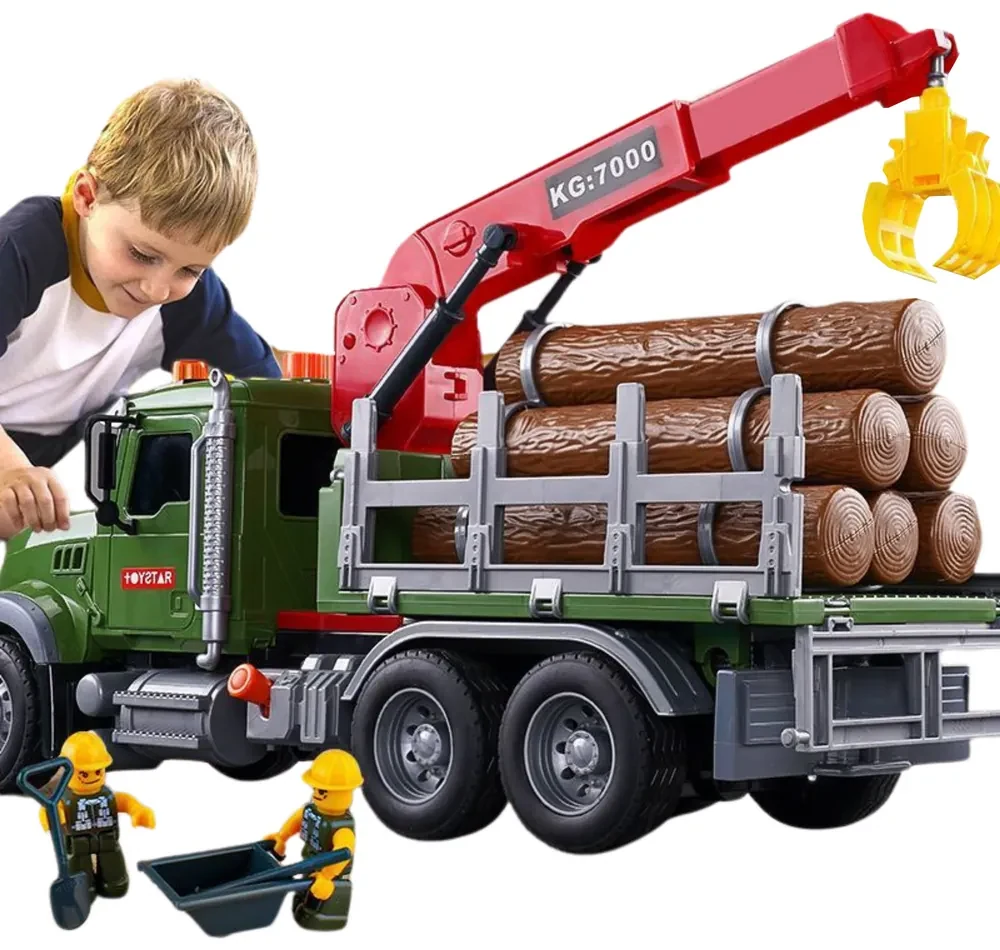LEAN TOYS Nákladné auto so žeriavom na prepravu dreva