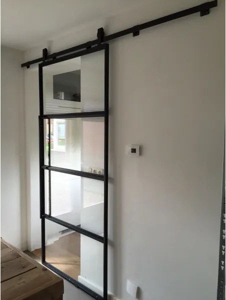 Železné interiérové dvere dvere so sklom 4D 100cm, 210cm, naturálna čiernena oceľ - s bezfarvým lakom