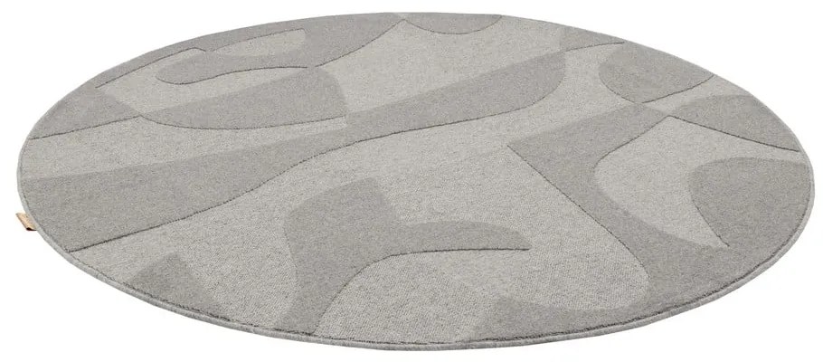 Sivý vlnený okrúhly koberec ø 120 cm Morphic Botanica – Agnella