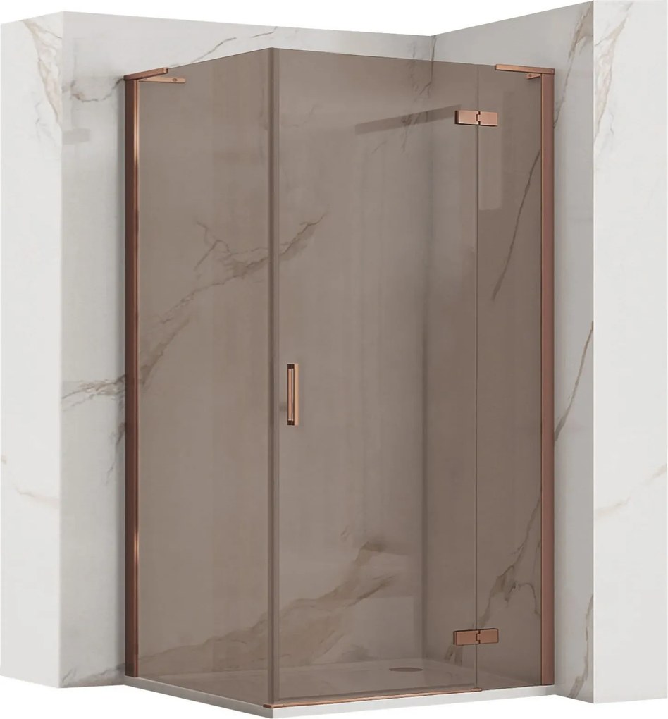 Rea Hugo, 1-krídlový sprchovací kút 100 (dvere) x 90 (stena) x 200 cm, 6mm šedé sklo, medený profil, KPL-K6970