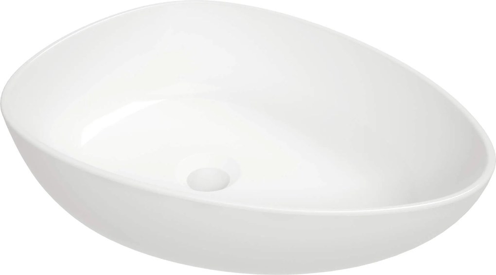 Deante Alpinia, asymetrické umývadlo na dosku 470x350x140mm, biela lesklá, DEA-CGA_6U5S