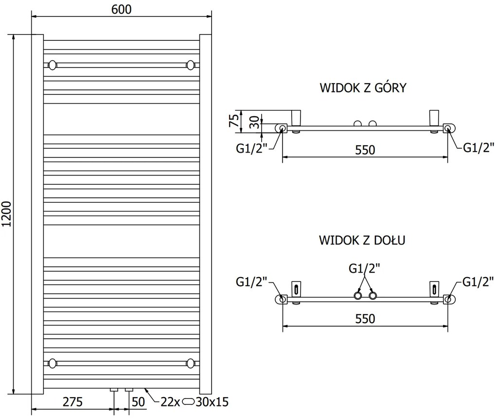 Mexen Hades, vykurovacie teleso 1200 x 600 mm, 659 W, biela, W104-1200-600-00-20