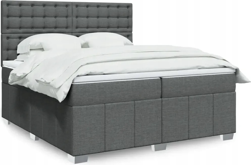 vidaXL Boxspring posteľ s matracom tmavosivá 200x200 cm látka