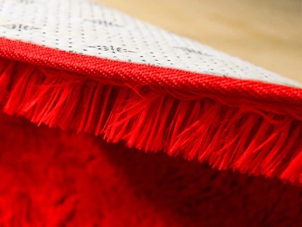 Červený okrúhly shaggy koberec Lana Rozmer: 160