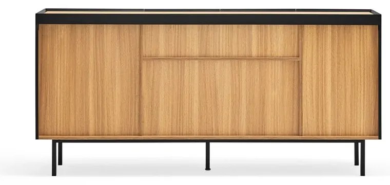 Čierna nízka komoda v dekore duba 165x78 cm Arista – Teulat