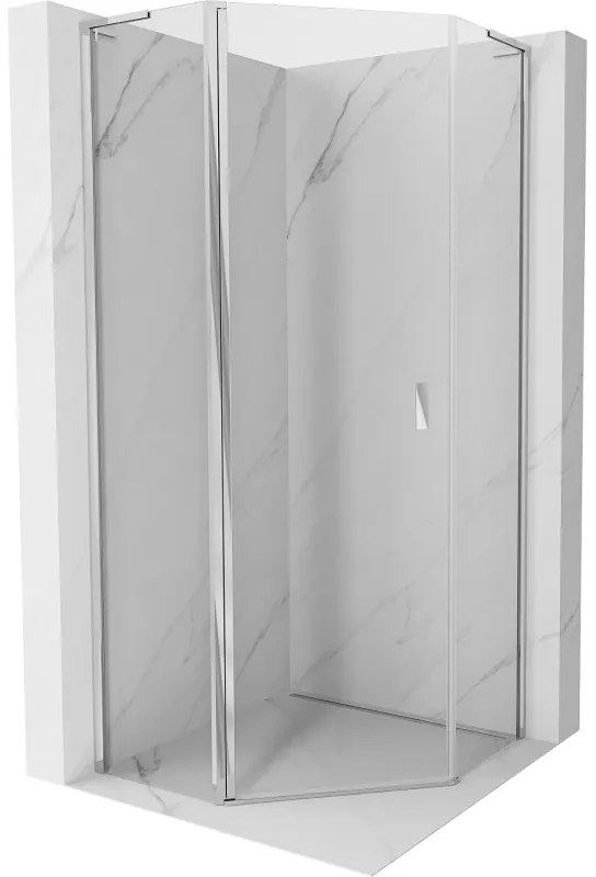 Mexen Mist L, päťuholníkový sprchový kút s krídlovými dverami, 80 x 80 cm, 8mm číre sklo, chrómový profil, 8A8L-080-080-01-00
