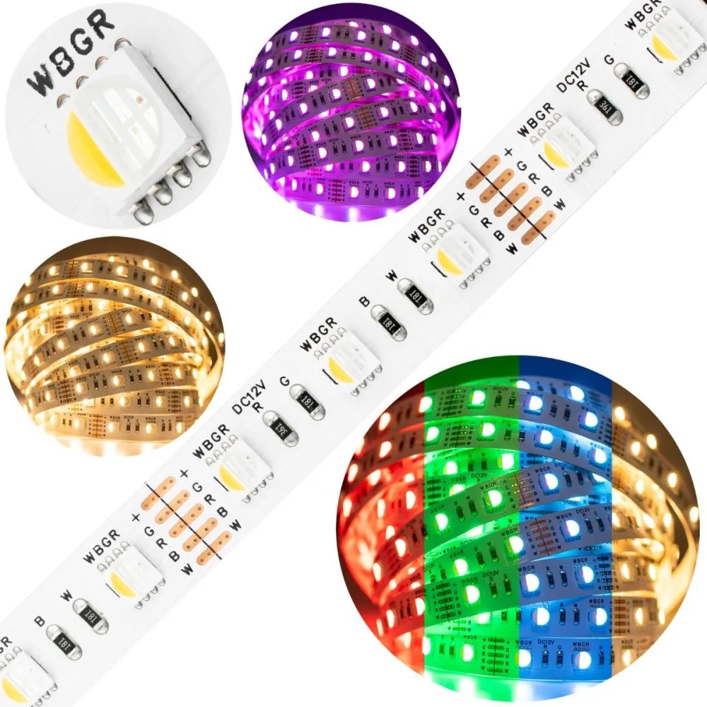 LED pásik 12V 72W 300LED 5050 RGB + CB 12mm 5m