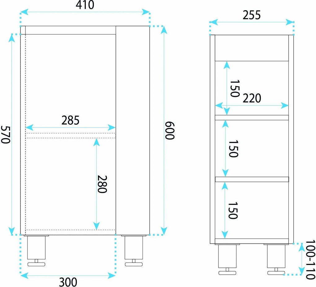 Rea Astra, umývadlová skrinka 430x260x825 mm s keramickým umývadlom, hnedá/biela, REA-M0404
