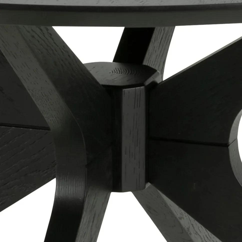 Moderný konferenčný stolík GILERMO Ø80 cm z dubového dreva - čierny