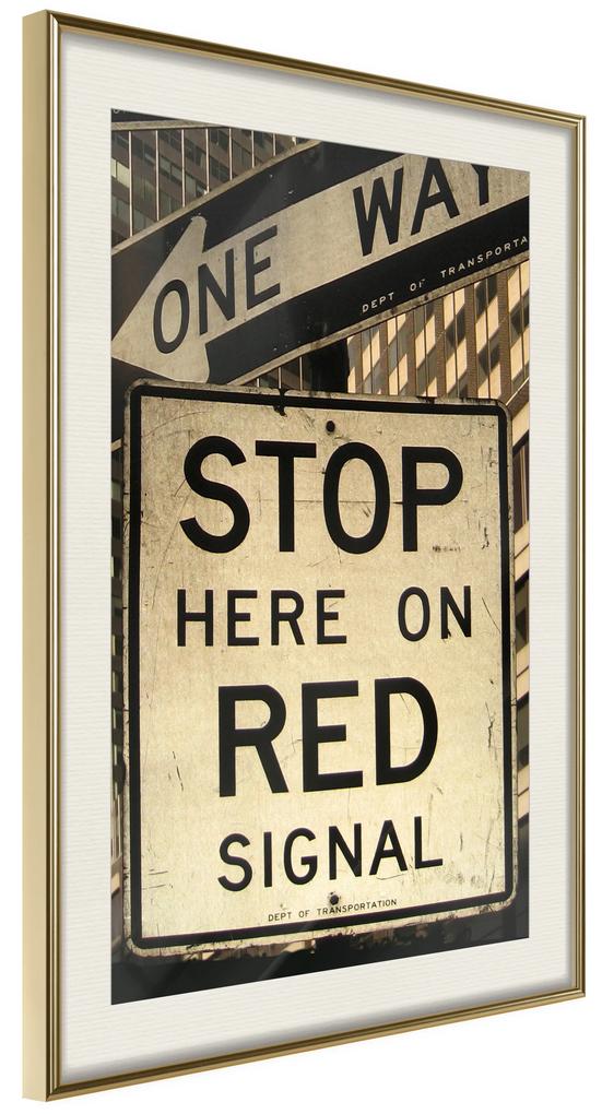 Artgeist Plagát - Road Signs [Poster] Veľkosť: 20x30, Verzia: Zlatý rám