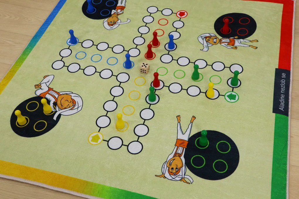 Ayyildiz, Aladinovo Človeče nehnevaj sa + figúrky a kocka, kusový koberec, 100x100, viacfarebná, detská izba