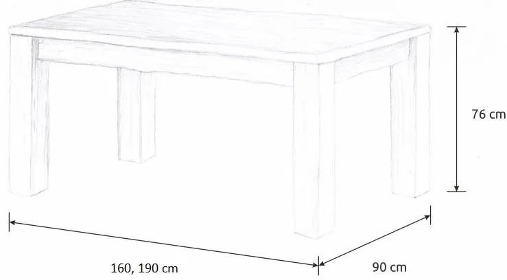 Wooded Jedálenský stôl Chicago z masívu DUB 190x90x76cm