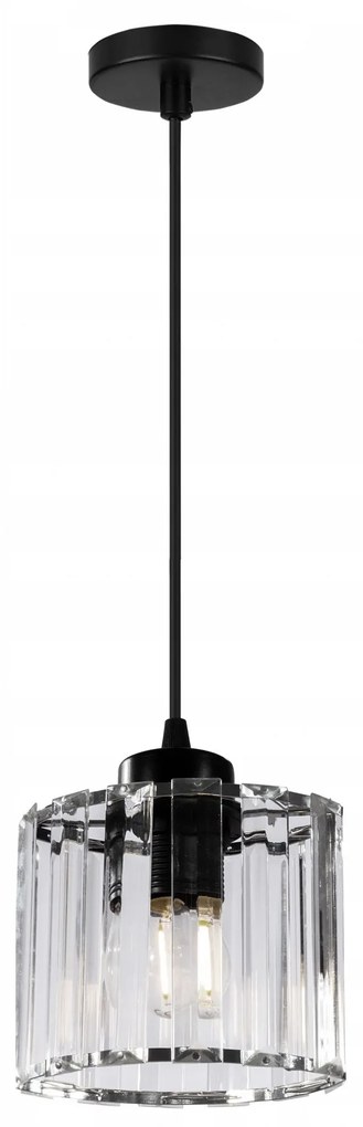 Toolight, Krištáľová závesná lampa E27 60W APP511-1CP, čierna, OSW-08551