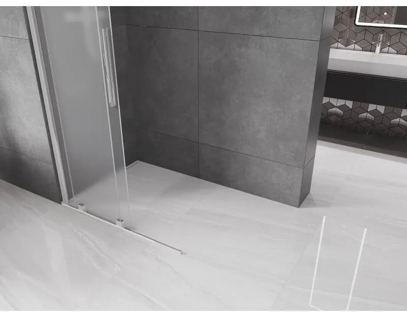 Mexen Velar, sprchová zástena s posuvnými dverami Walk-in 80 x 200 cm, 8mm sklo námraza, chrómová, 871-080-000-33-01