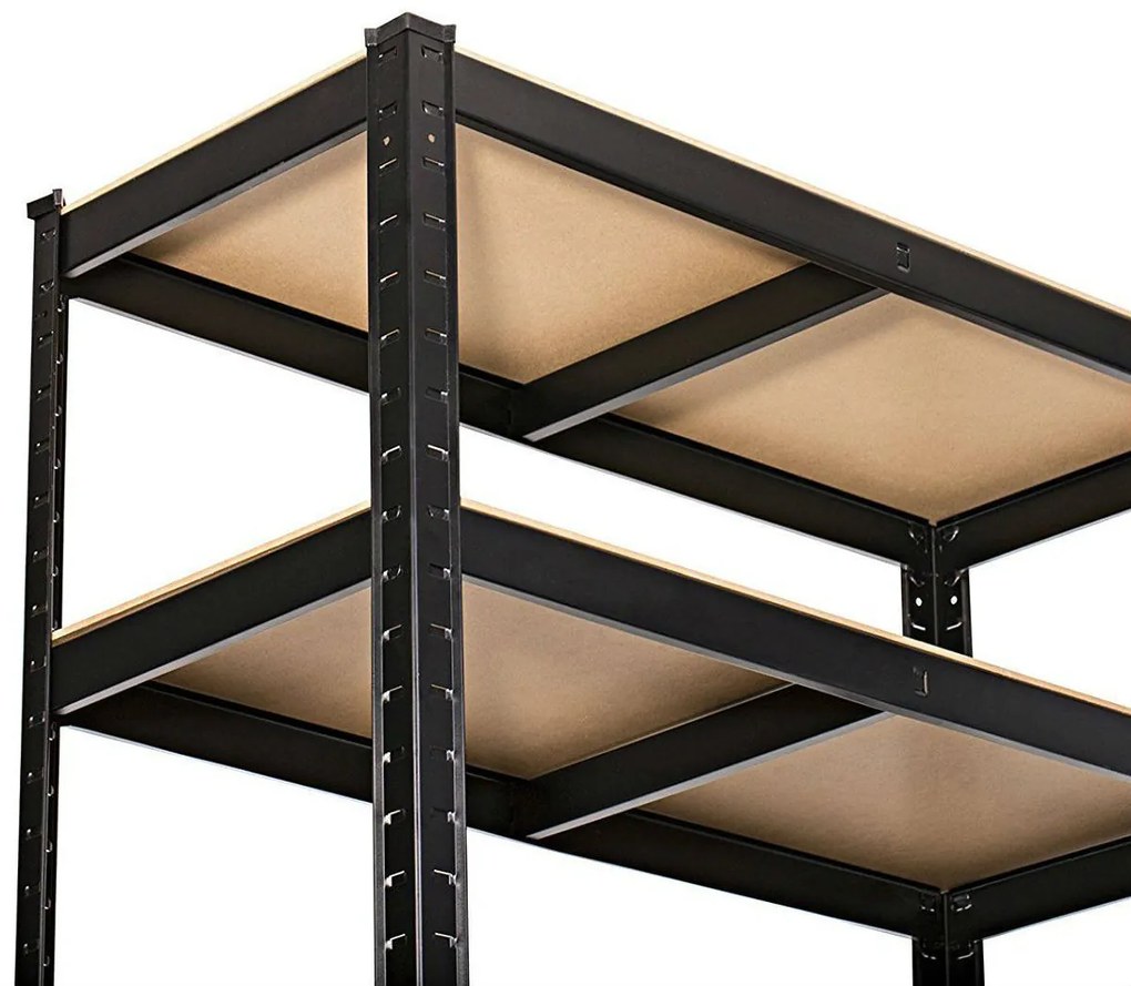 Fistar Regál 2000x1000x500 mm, lakovaný 5-policový, nosnosť 875 kg - ČIERNY