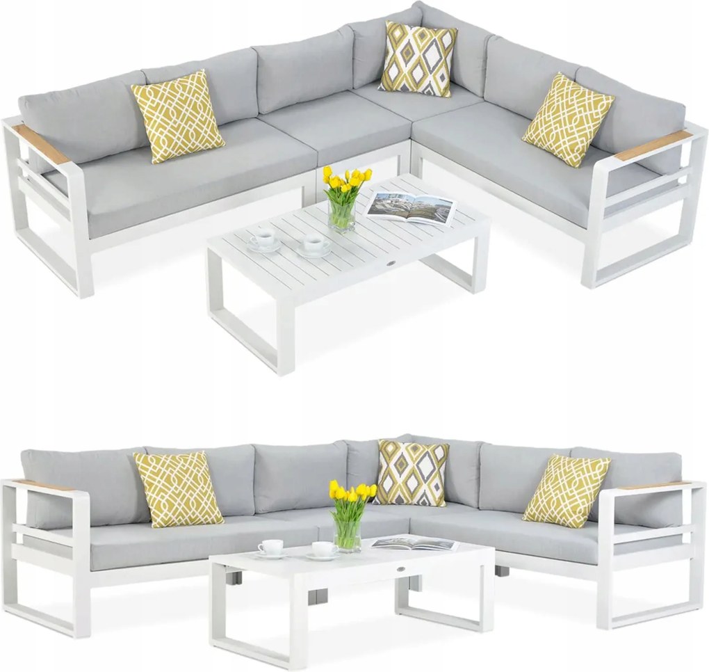 Zostava záhradného nábytku Panama na oddych, rohový gauč, stolík, prémiová kvalita na terasu