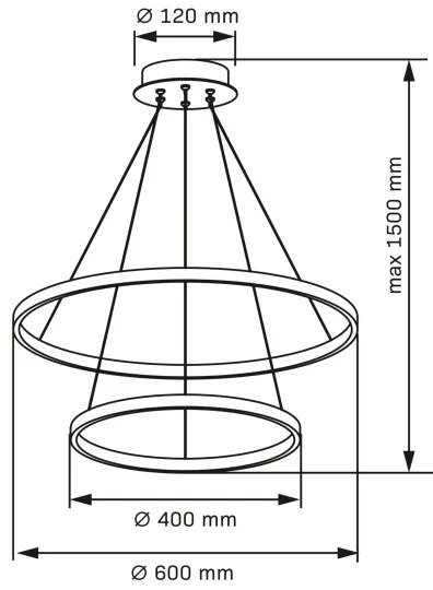 LED Luster na lanku LEA LED/35W/230V 4000K pr. 60 cm čierna