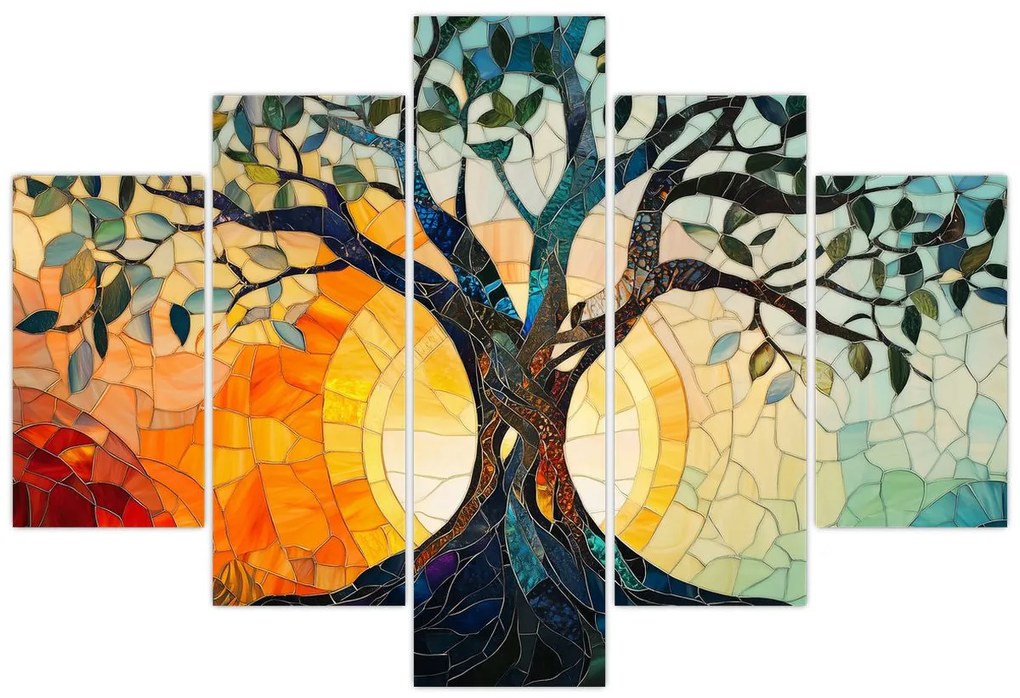 Obraz – Mozaika – slnko a strom I. (150x105 cm)