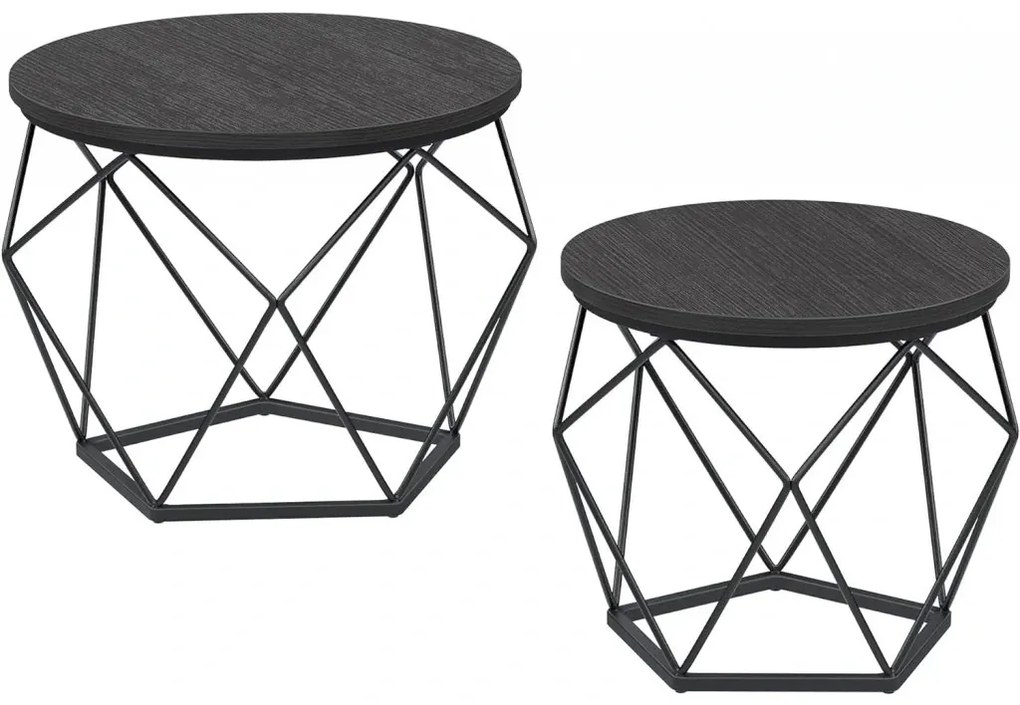 Súprava 2 ks odkladacích stolíkov Vasagle Elezi čierna II