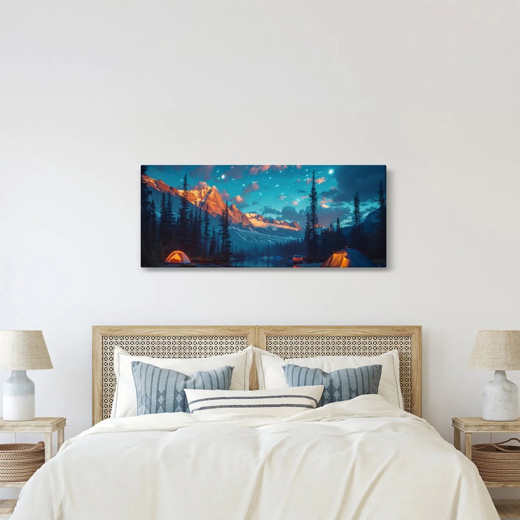 Obraz - Kempovanie v horách (120x50 cm)