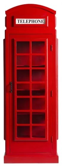 furniture-nabytek.cz - Masívna vitrína London police v červenej farbe, lakovaná, z mangového dreva – 64×40×185 cm