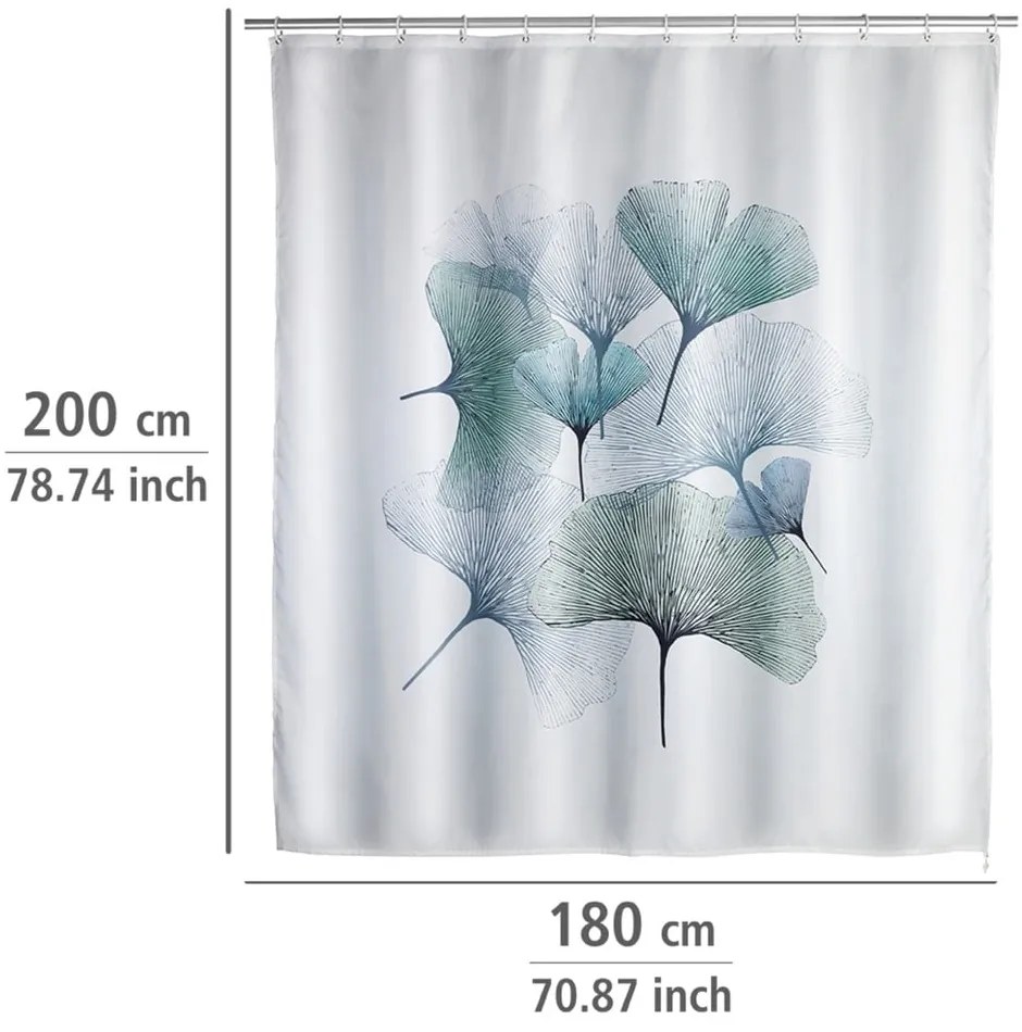 Prateľný sprchový záves Wenko Ginkgo, 180 x 200 cm
