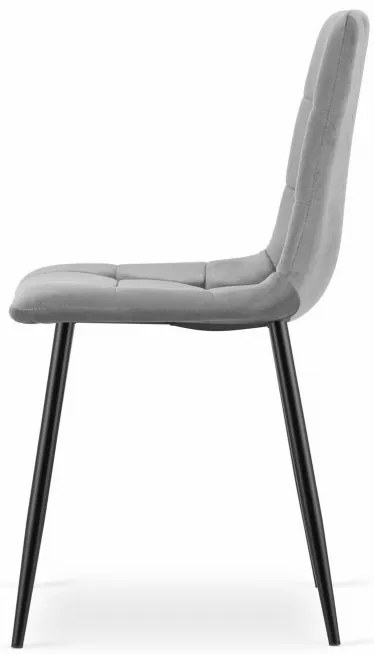 Set dvoch jedálenských stoličiek KARA zamatové svetlosivé / čierne nohy (2ks)