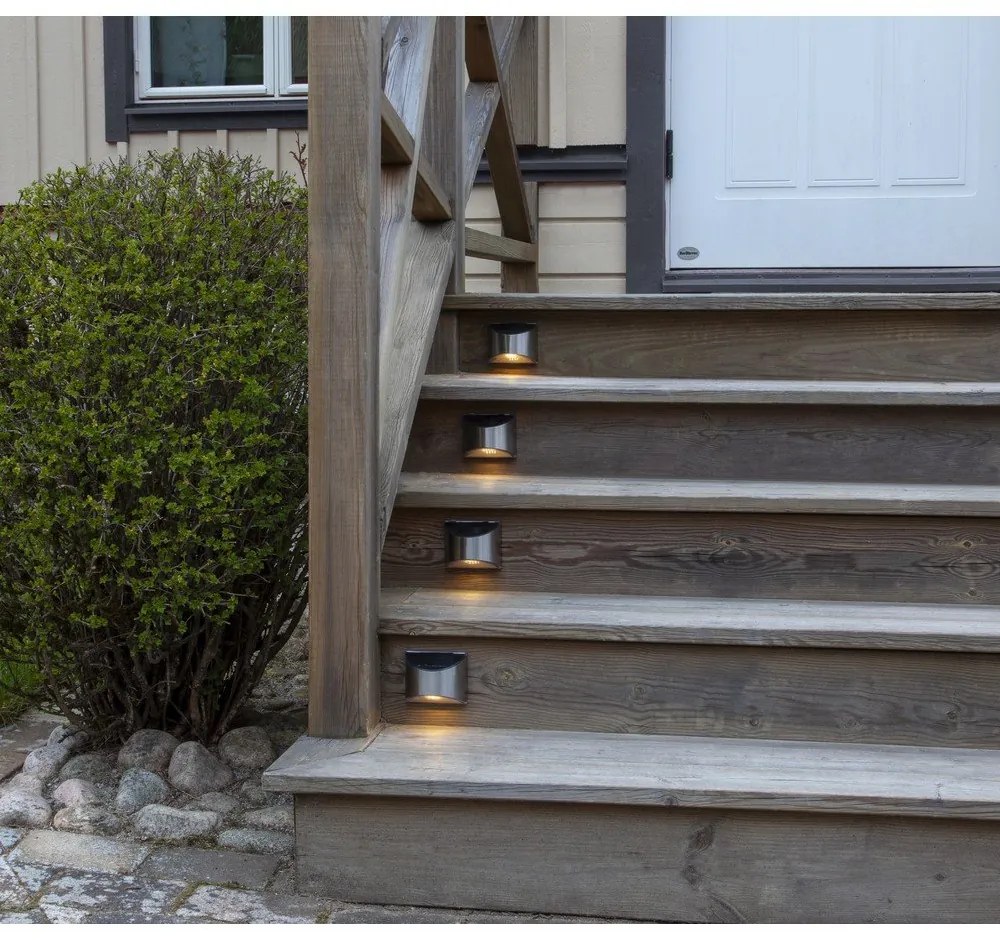 Súprava 2 nástenných nerezových solárnych LED svietidiel Star Trading Wally, výška 8 cm