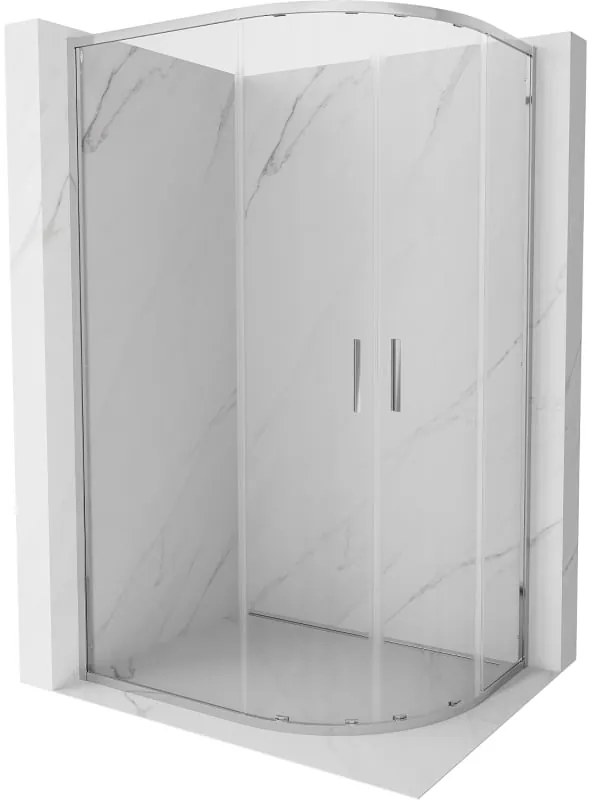 Mexen Exo, asymetrický sprchový kút s posuvnými dverami 100 x 80 cm, 6mm číre sklo, chrómový profil, 8132-100-080-01-00