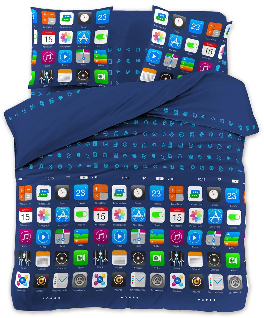 Obliečky z mikrovlákna APLIKÁCIA modré Rozmer obliečky: 2 ks 70 x 80 cm | 200 x 220 cm