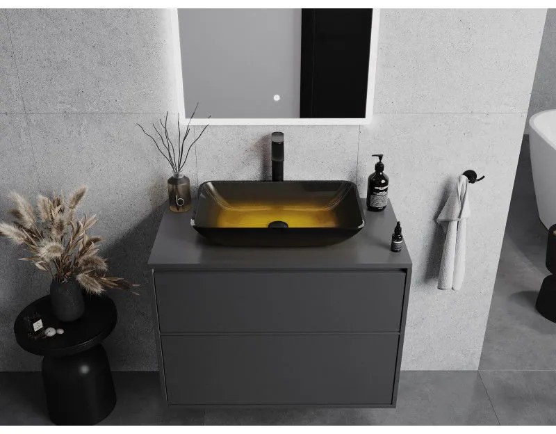 Mexen Megan, sklenené umývadlo na dosku 56 x 36 x 11 cm, tmavá zlatá, 24135651