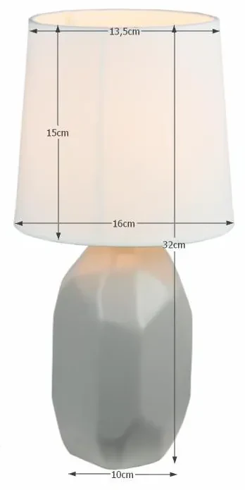 Keramická stolná lampa, sivá, QENNY TYP 2 AT15556