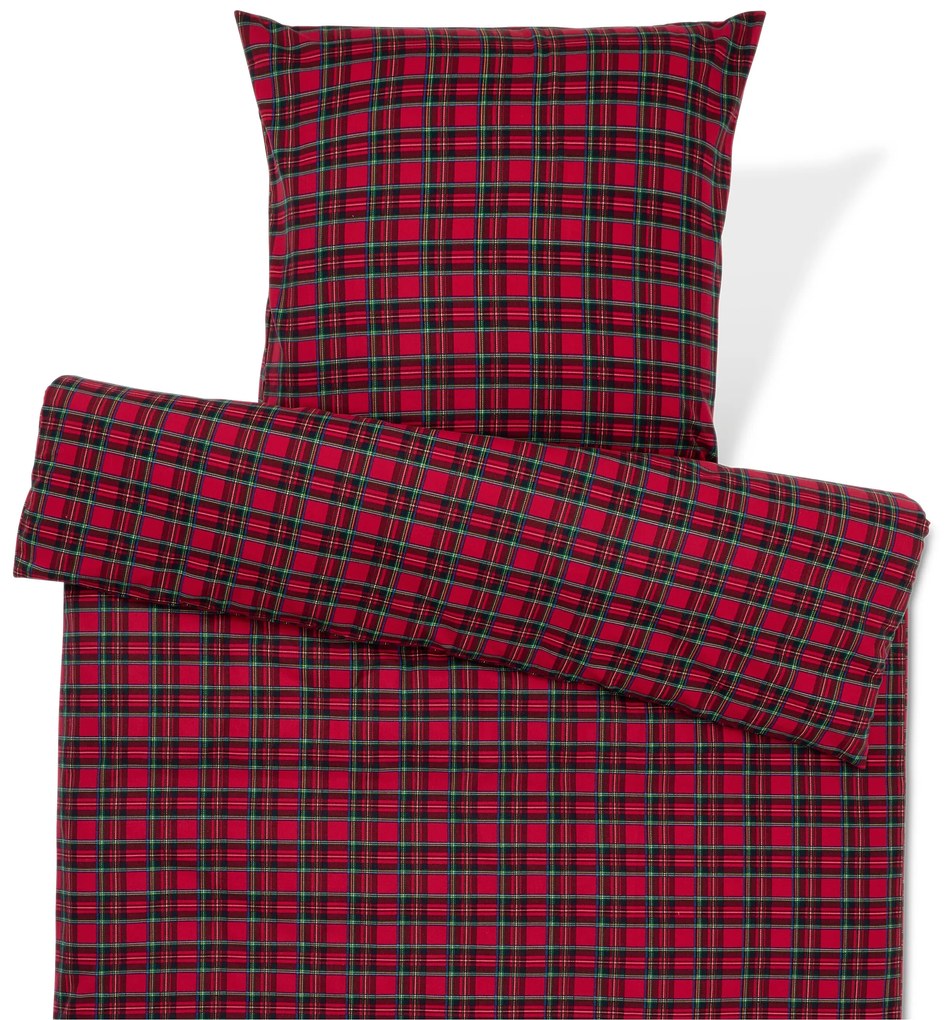 Posteľná bielizeň z česanej bavlny, červené káro, štandardná veľkosť