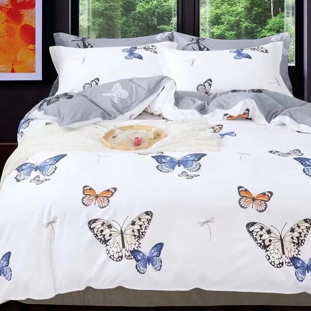 Obliečky FALER BUTTERFLIES WHITE 7-dielna sada 140x200 cm