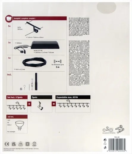 Paulmann 94446 - SADA 5xGU5,3/10W Bodové svietidlo SALT 230V čierna