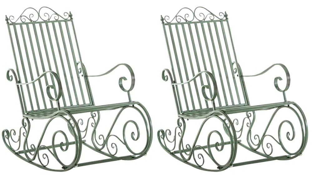 Kovové hojdacie kreslo Smile (SET 2 ks) - Zelená antik