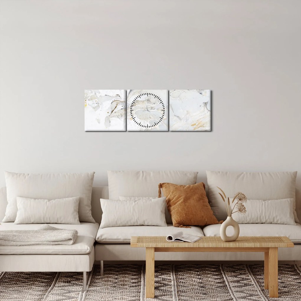Obraz - Olejový papier s mramorovým designom (s hodinami) (90x30 cm)