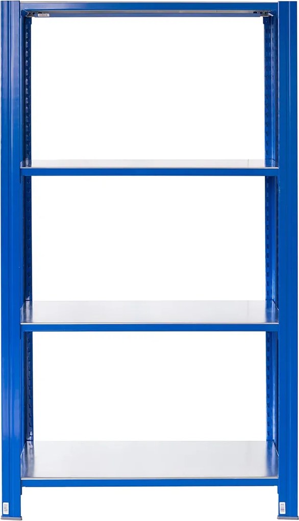 Bezskrutkový kovový regál 200x60x30cm T profil, 4 police