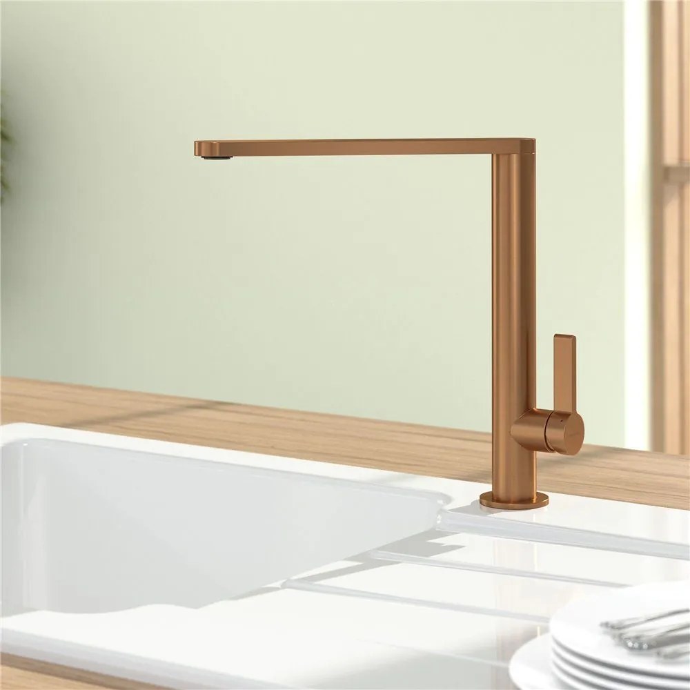 VILLEROY &amp; BOCH Finera páková drezová batéria, výška výtoku 251 mm, bronz kartáčovaný, 92700004