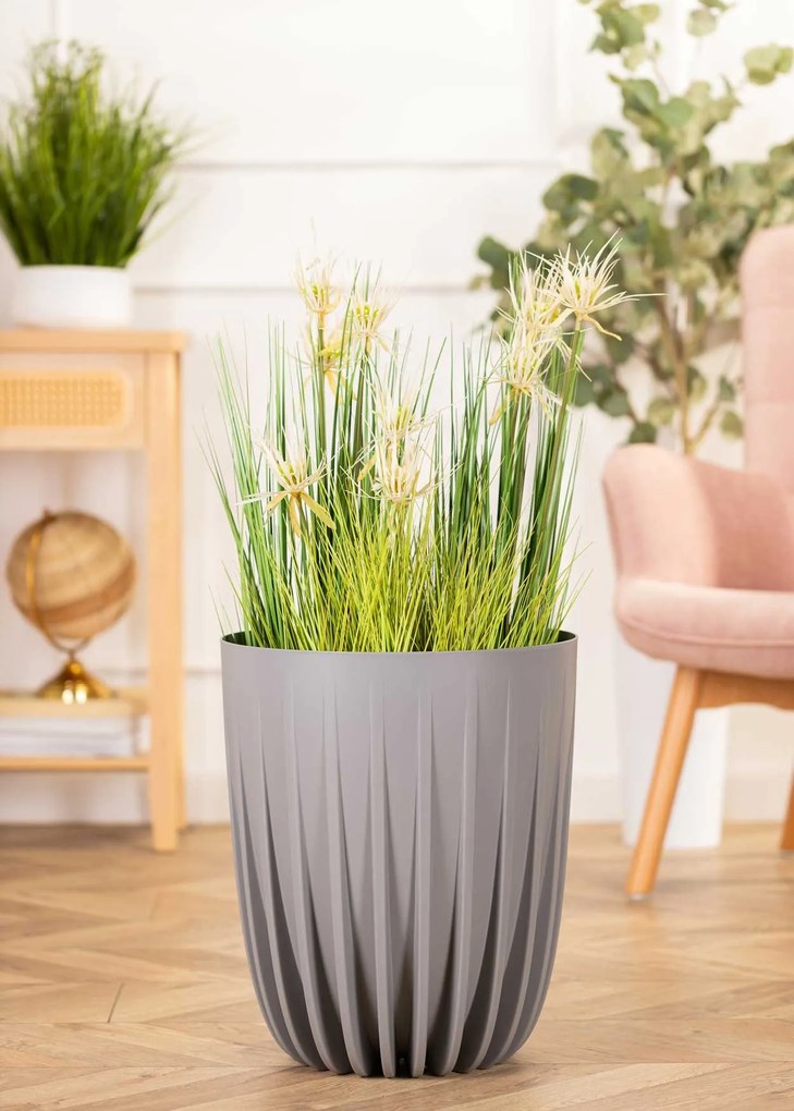 Květináč STRIPPED 25x30 cm šedý