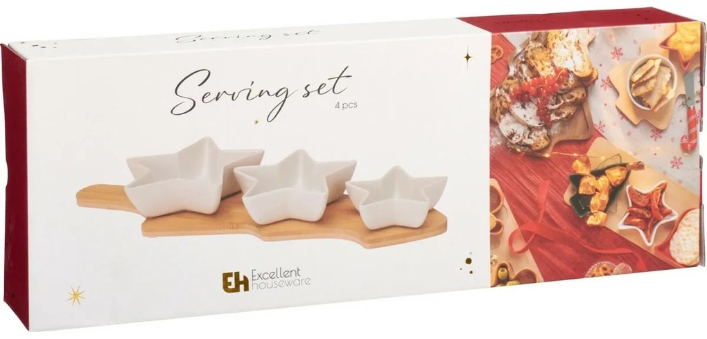 Súprava 3 servírovacích misiek s podnosom Hviezda